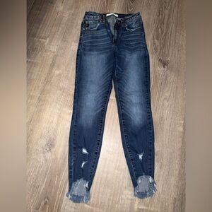 KanCan Dark Blue Distressed Ankle Jeans